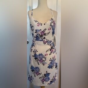 Ashley Stewart Blue Floral Sundress with a lace back inlet